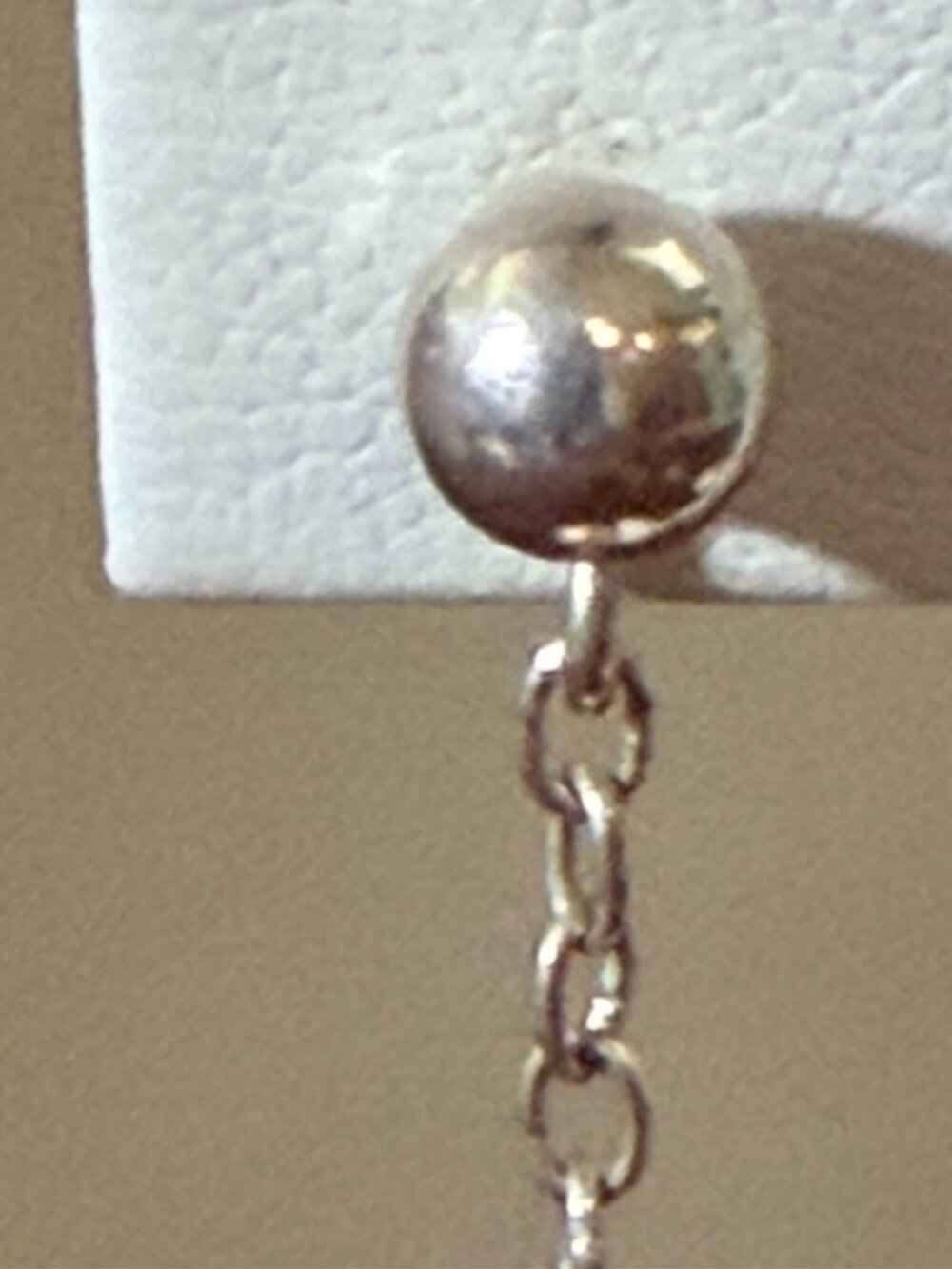 AC .925 Sterling Silver Chain and Ball Earrings - Picture 5 of 9